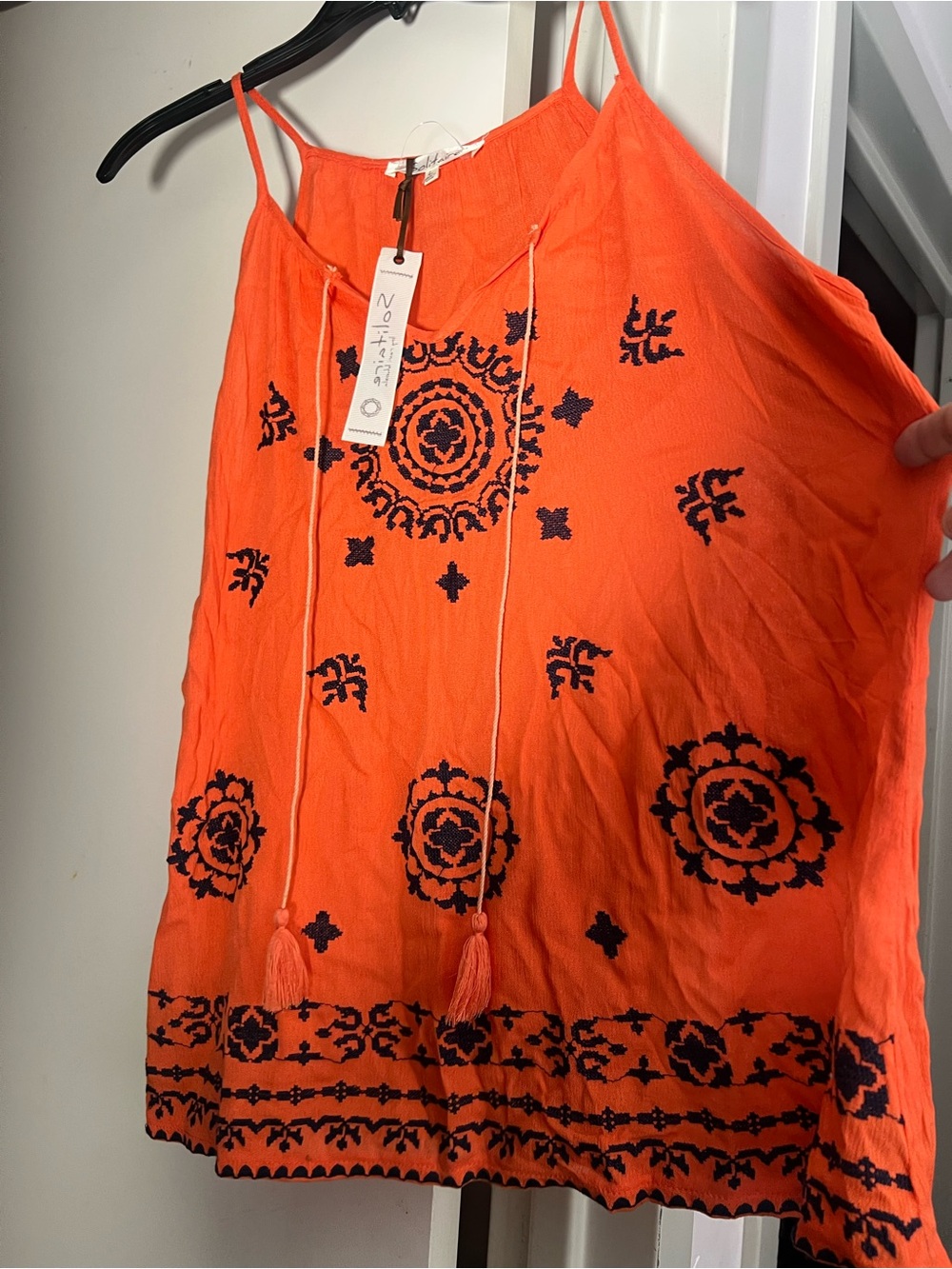 Solitaire Orange Boho Embroidered Tunic